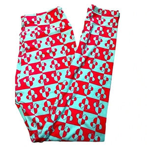 Lularoe One size Disney leggings . Minnie Mouse on turquoise. NWT